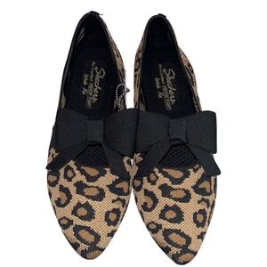 Skechers Cleo Ballet Flats Leopard Print Bow Accent Wide Fit Size 11